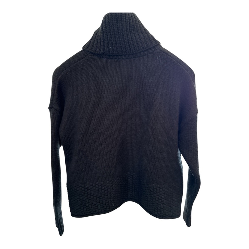 Madewell Black Merino Wool Blend Cropped Turtleneck Sweater Size XS Cozy - Picture 3 of 5